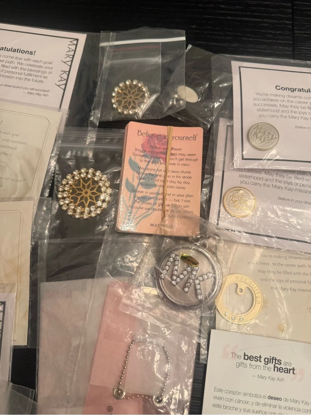 Mary Kay Bundle of Pins Pin Enhancers Keychains Magnet Charms Assorted Lot